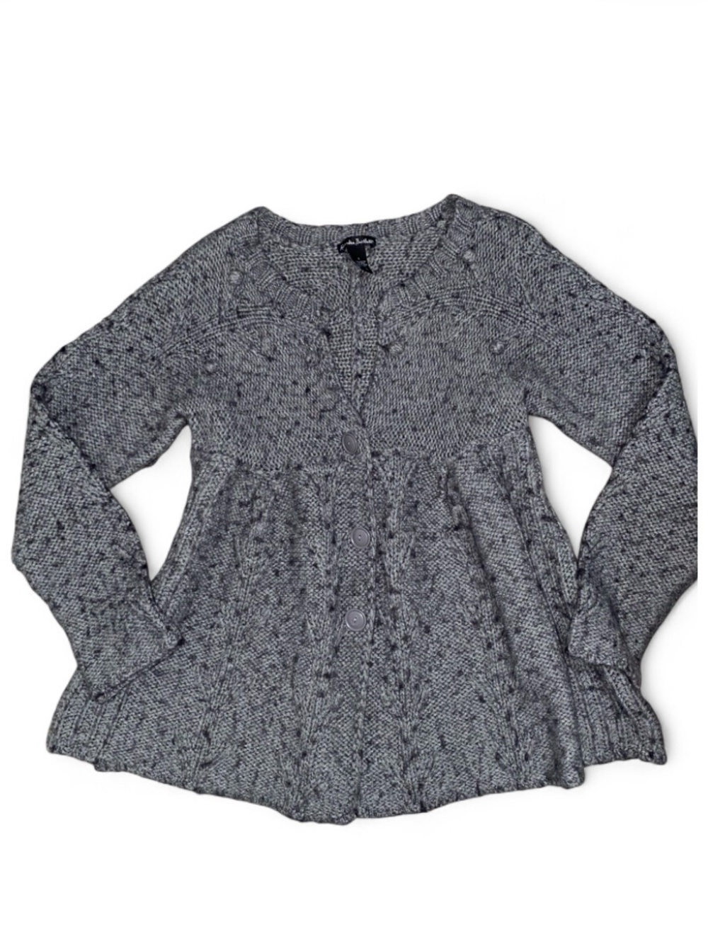 Super Warm Cute Vintage Y2K Alexandra Bartlett Gray Wool Blend Babydoll Sweater